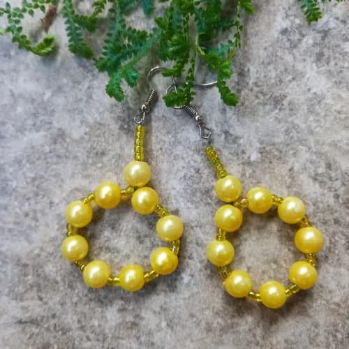 Green Pearl Beaded Hope earing