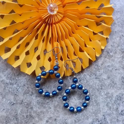 Light Blue Pearl Beaded Hope earing