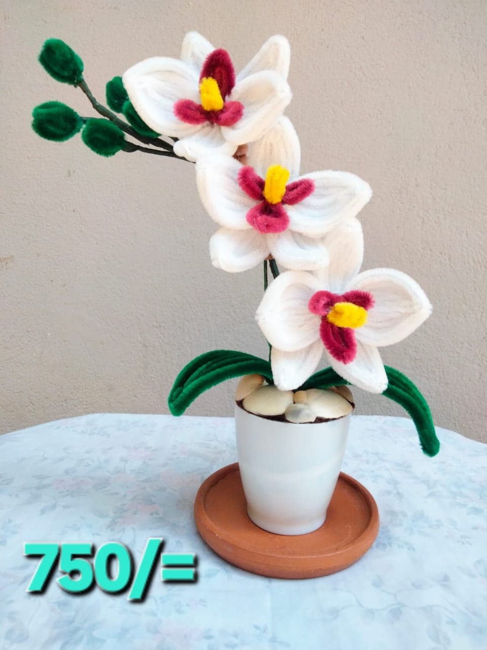 Handmade Pipe Cleaner Orchid Flower Pot